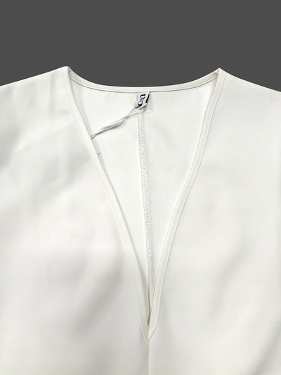 Half Sleeves Loose Solid Color Deep V-Neck Mini Dresses