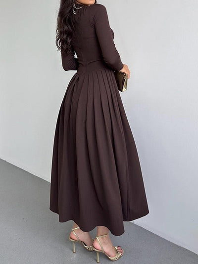 A-Line Bodycon Asymmetric Pleated Solid Color Split-Joint One-Shoulder Maxi Dresses