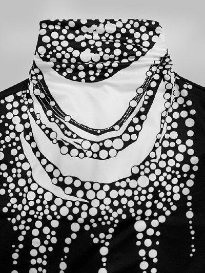 Long Sleeves Skinny Printed High-Neck T-Shirts Tops