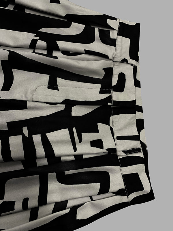 High Waisted Loose Pleated Printed Split-Joint Pants Trousers