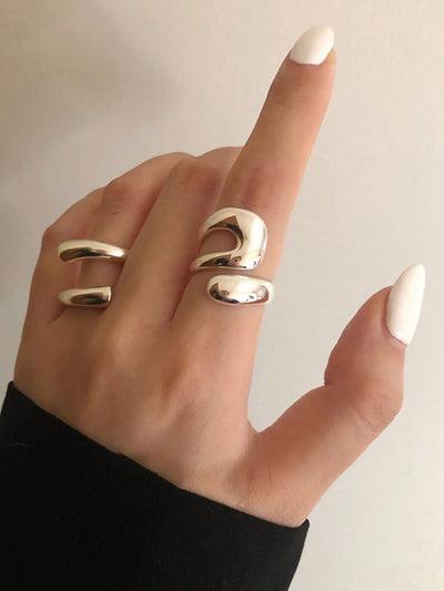 Geometric Hollow Solid Color Rings Accessories