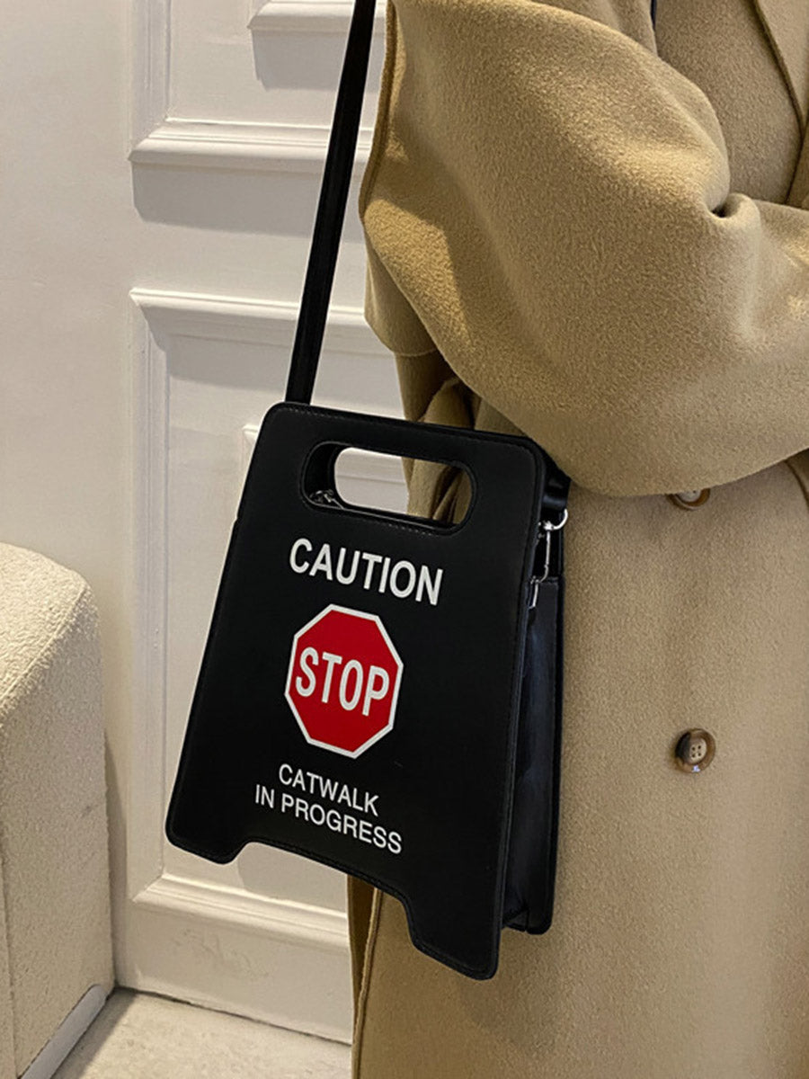 Contrast Color Letter Print Shoulder Bags