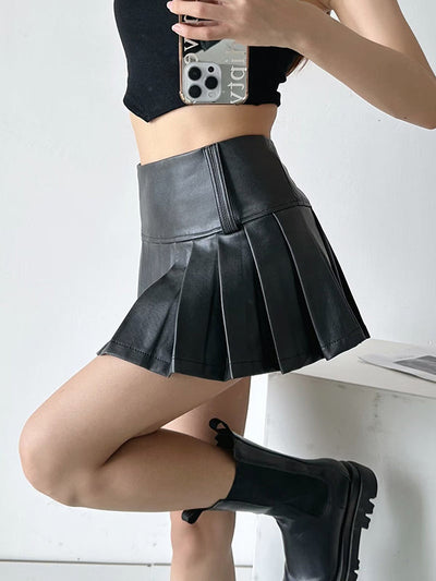 A-Line High Waisted Pleated Solid Color Skirts Bottoms