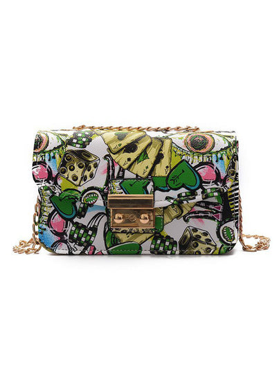 Chains Printed Zipper Crossbody Bags