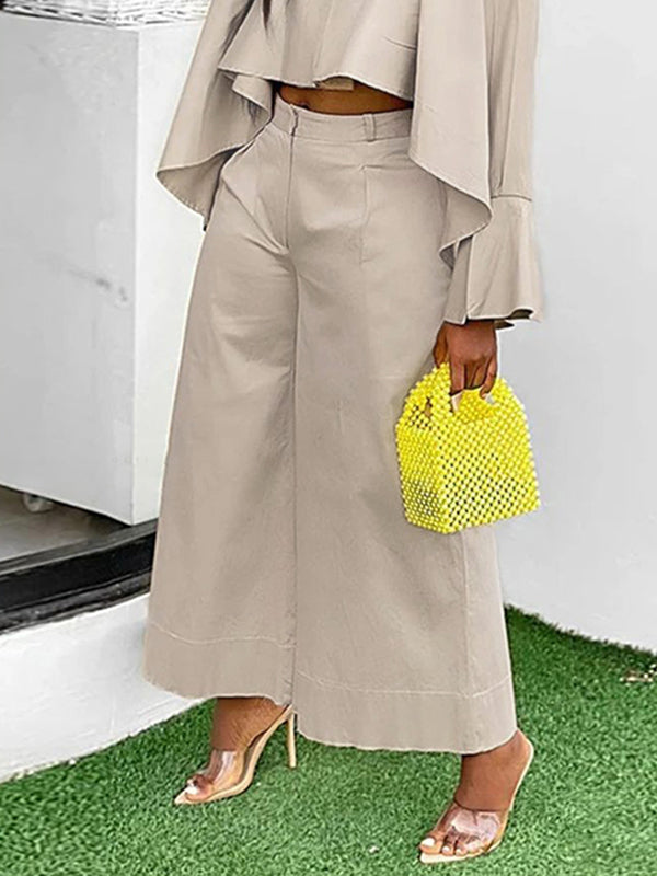 Wide Leg Solid Color Split-Joint Pants Trousers
