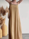 A-Line Loose Split-Joint Spaghetti-Neck Maxi Dresses