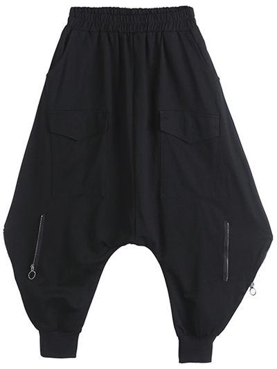 Zipper Original Simple Loose Solid Harem Pants