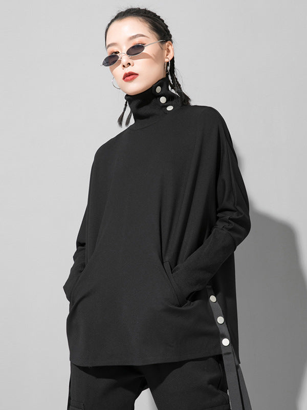 Original Solid Stand Collar T-Shirts Tops