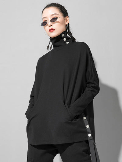 Original Solid Stand Collar T-Shirts Tops