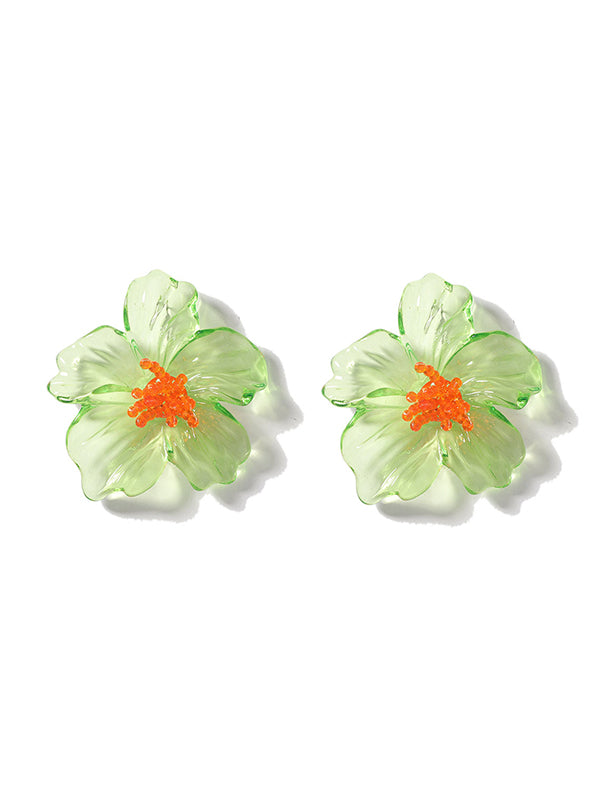 Flower Shape Slightly Sheer Earrings Accessories