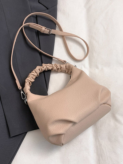 Chains Pleated Solid Color Zipper Crossbody Bags Handbags