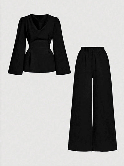 High Waisted Loose Solid Color Split-Joint Pants Trousers