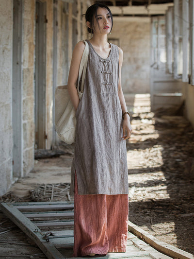 Women Summer Vintage Tie-dye Vest Dress