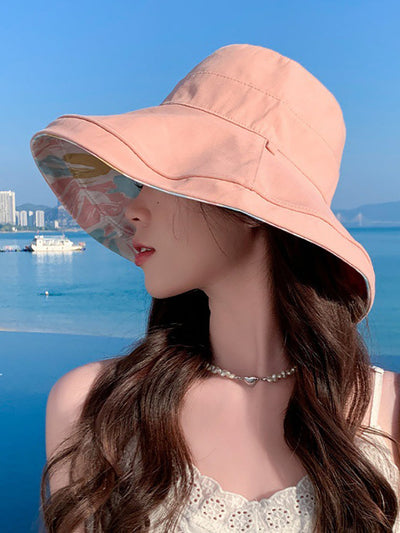 Women Summer Flower Dual-side Wearing Sunproof Hat