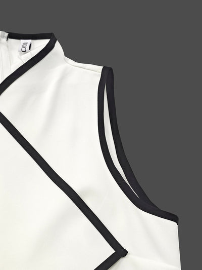 False Two Sleeveless Solid Color Midi Dresses