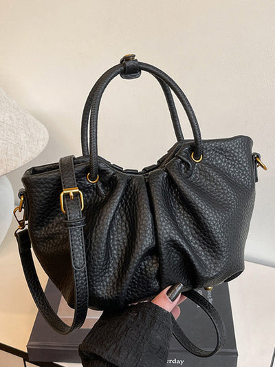 Pleated Solid Color Zipper Crossbody Bags Handbags