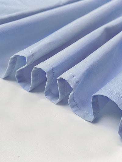 Loose Puff Sleeves Pleated Solid Color Split-Joint Lapel Maxi Dresses Shirt Dress