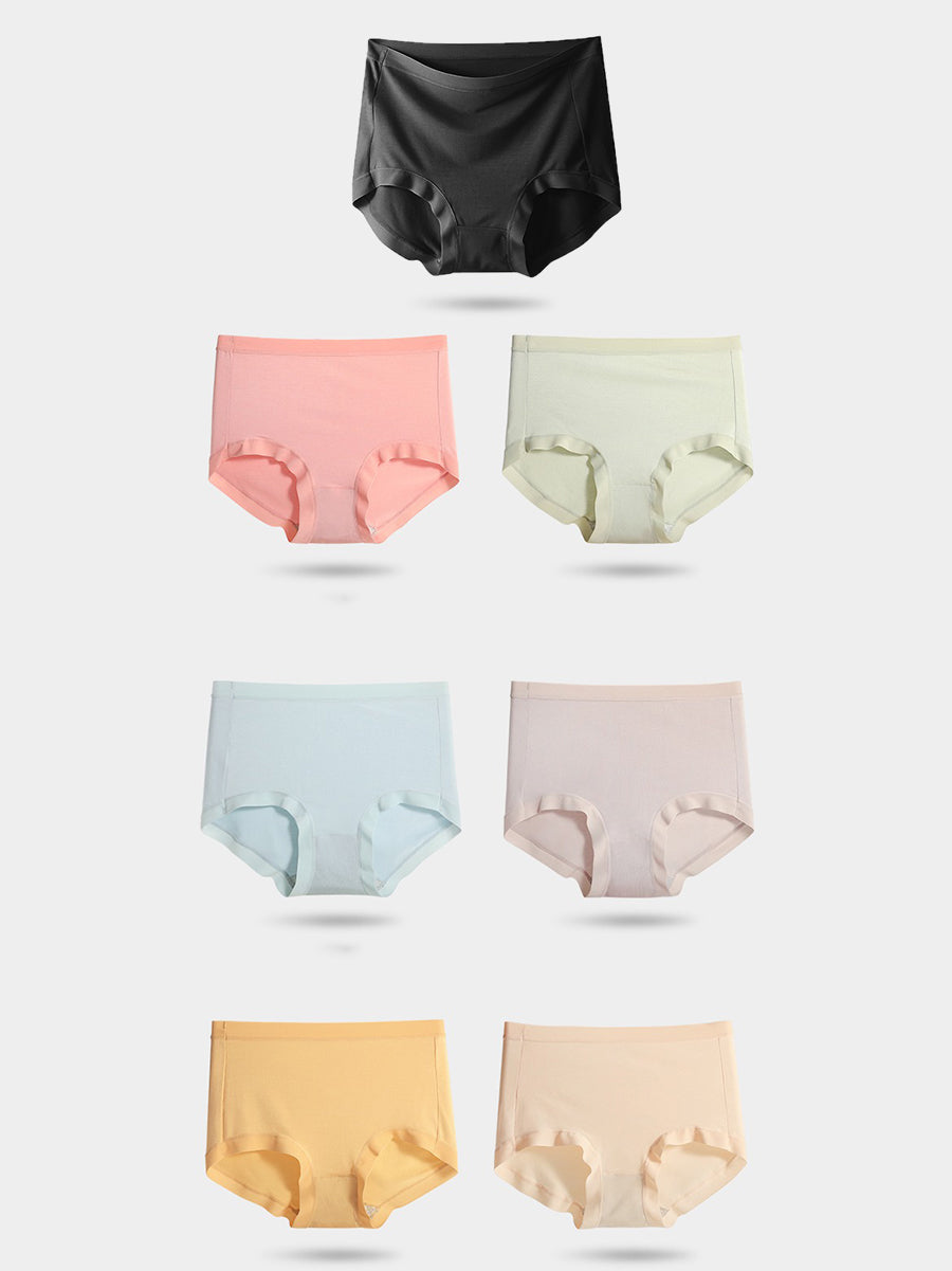 7 Pieces Summer Women Pure Color High Waist Underwear