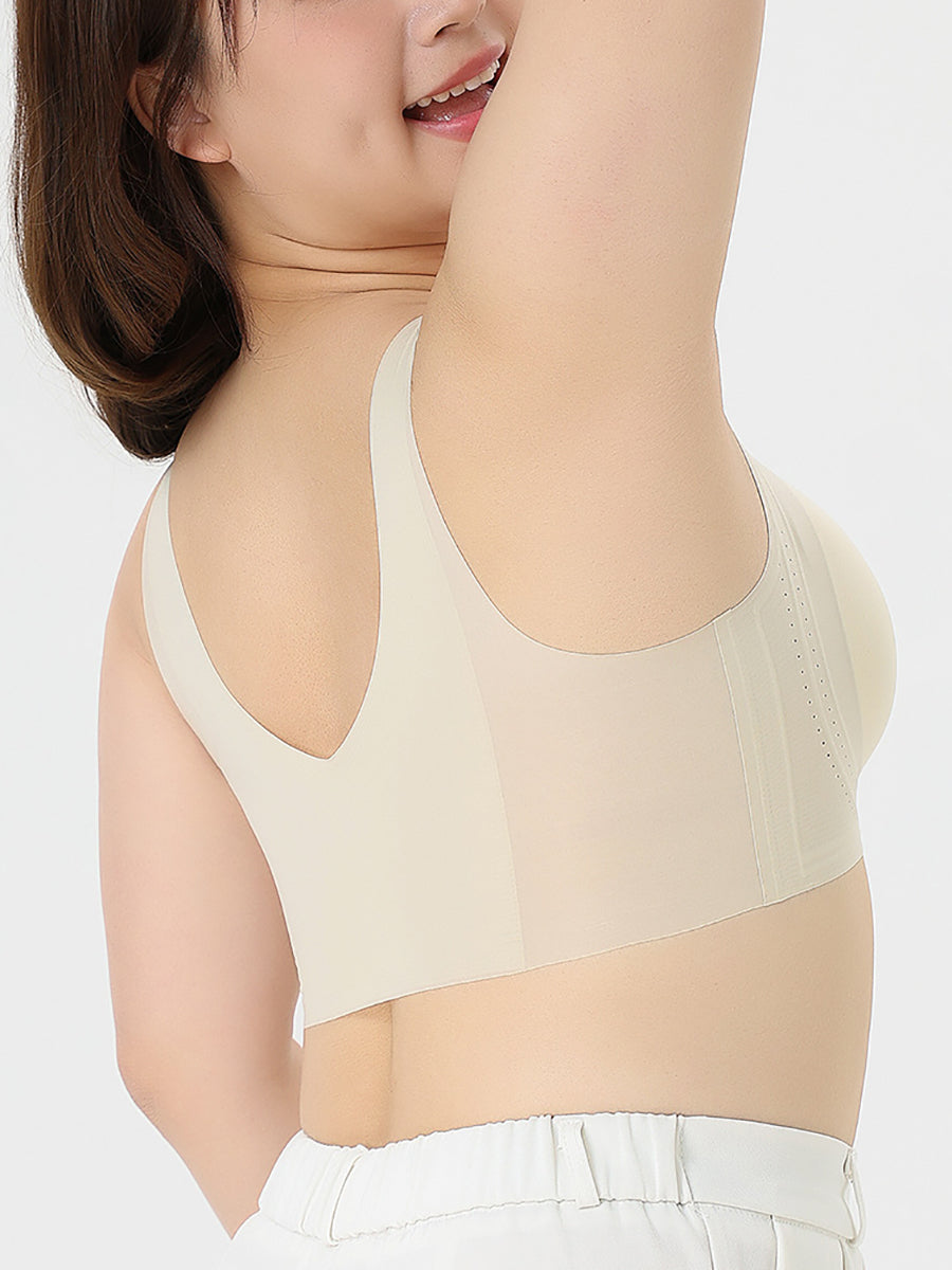 Women Summer Casual Pure Color Satin Seamless Bra