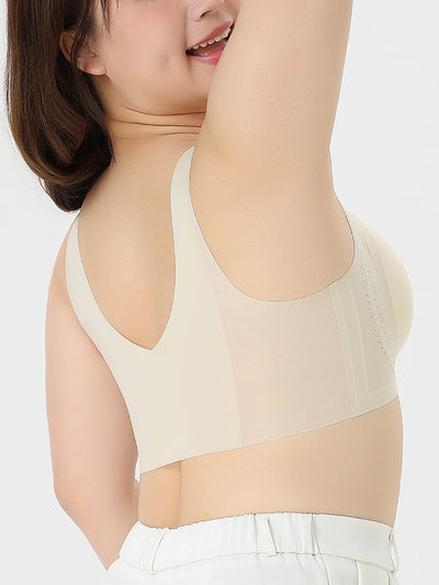 Women Summer Casual Pure Color Satin Seamless Bra