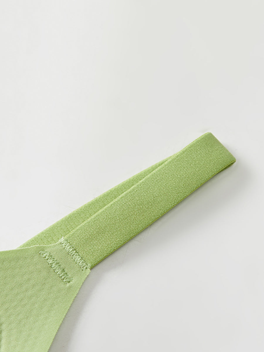 Women Artsy Pure Color Fixed Cup Satin Bra