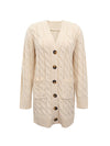 Urban Simple Loose Buttoned Solid Color Jacquard Cardigan Coat