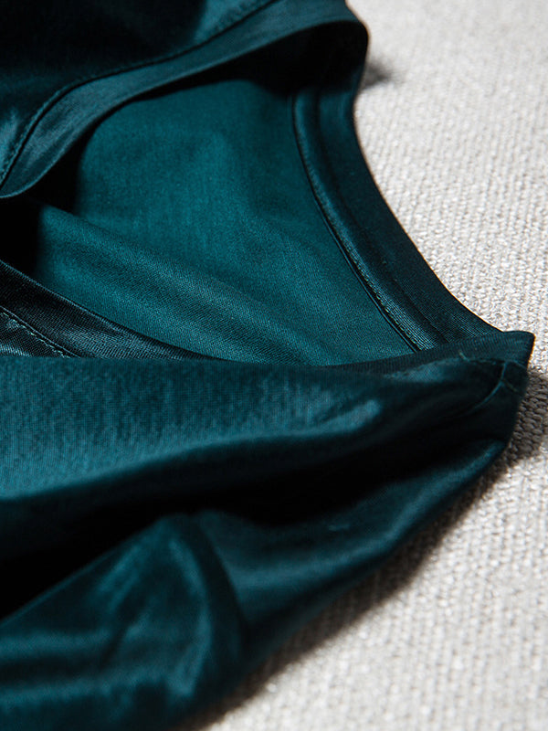 Loose Short Sleeves Shiny Solid Color Round-Neck T-Shirts Tops