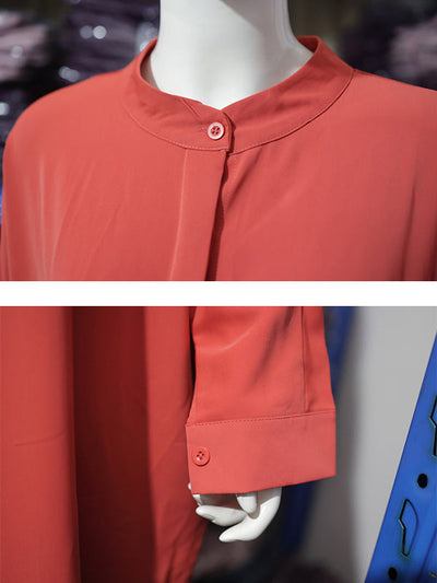 Batwing Sleeves Loose Buttoned Muslim Solid Color Split-Side Round-Neck Maxi Dresses