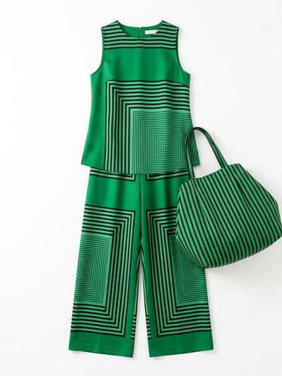 Loose Wide Leg Contrast Color Pockets Pants Trousers