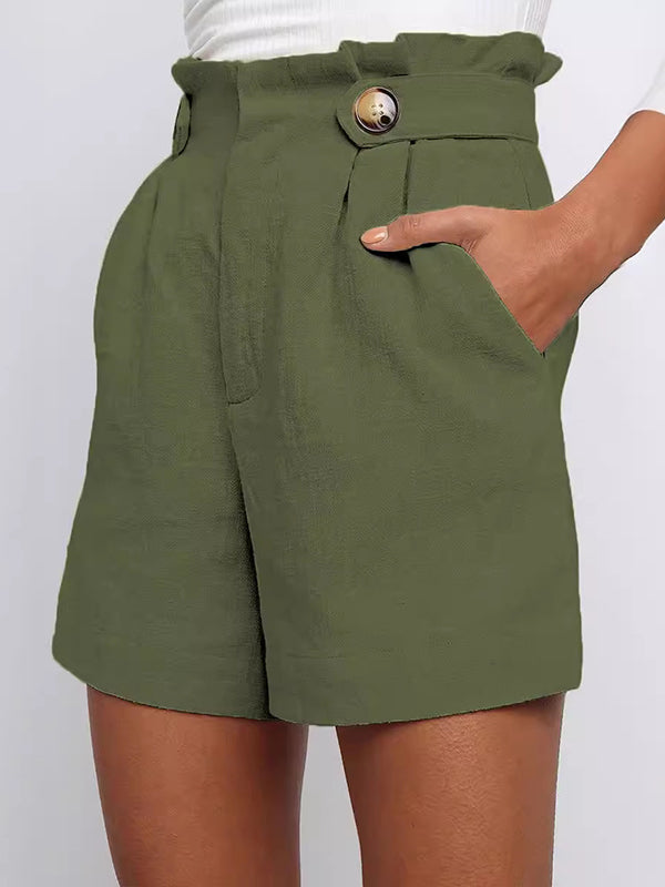 High Waisted Loose Pleated Split-Joint Shorts Bottoms