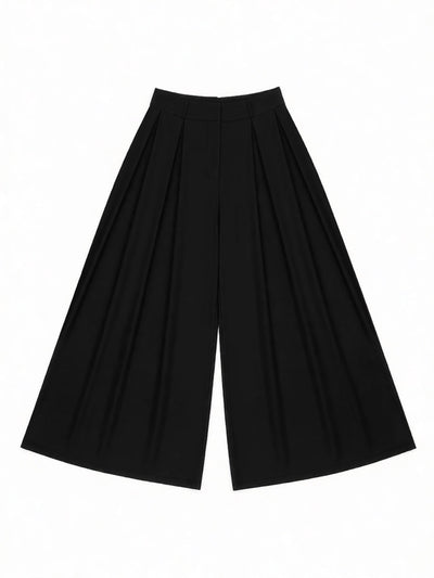 High Waisted Loose Pleated Solid Color Pants