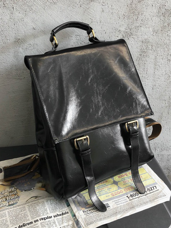 Simple Vintage Solid Color Backpack