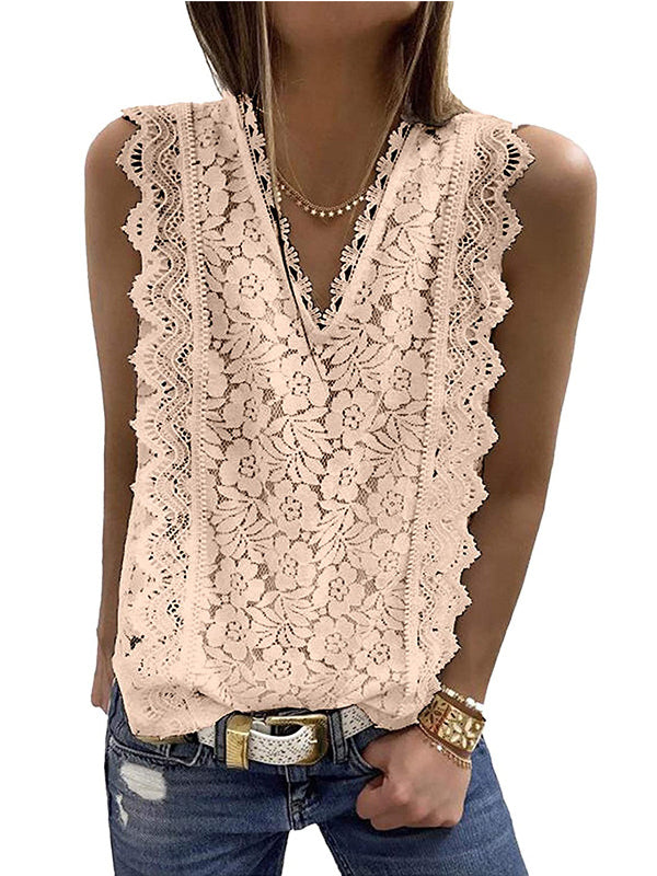 Original Lace Solid Color Loose Vest Top