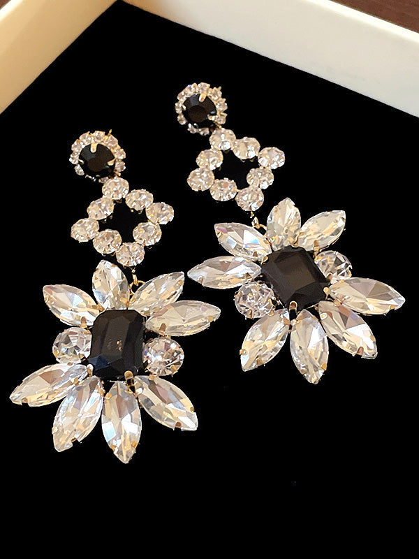 Geometric Rhine Stones Drop Earrings