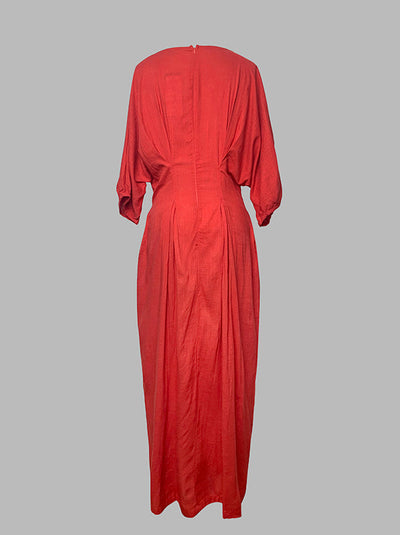 Half Sleeves Loose Solid Color Round-neck Maxi Dresses