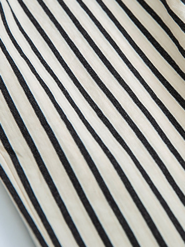 High Waisted Loose Split-Joint Striped Pants Trousers