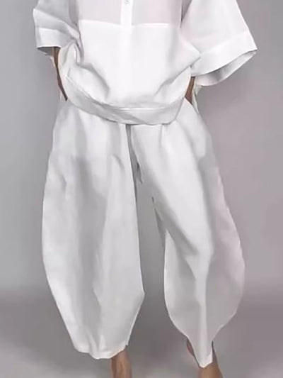 Loose Wide Leg Pockets Solid Color Pants Trousers