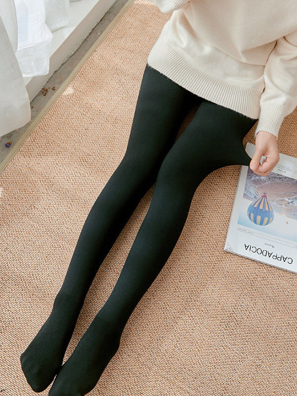 Simple Skinny Leg Keep Warm Solid Color Velvet Thermal Pants Bottoms