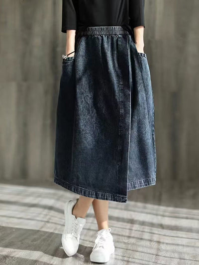Loose Asymmetric Elasticity Split-Joint Skirts