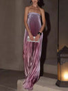 A-Line Loose Elasticity Gradient Pleated Tube Evening Dresses Maxi Dresses