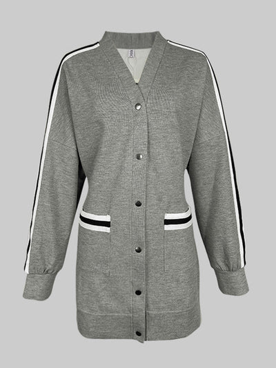 Long Sleeves Split-Joint V-Neck Outerwear