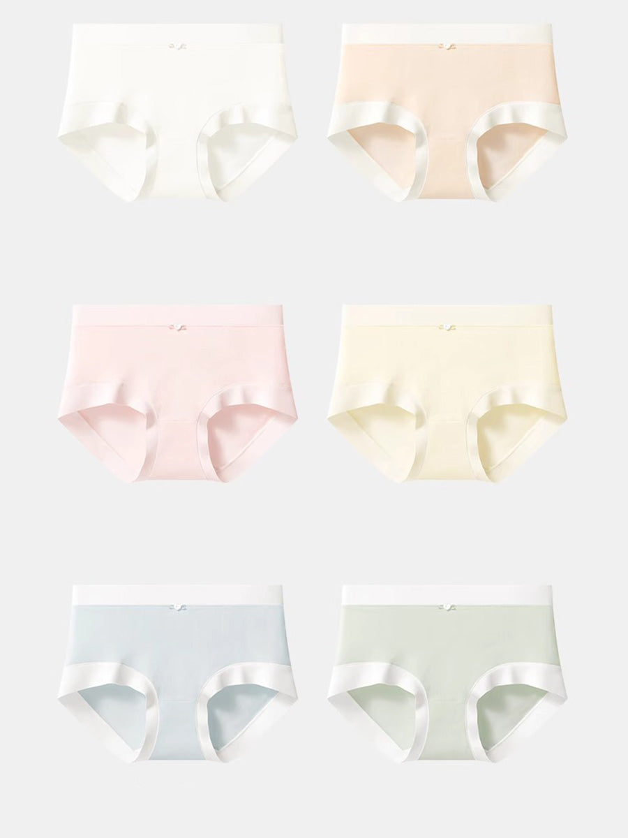 6 Pieces Summer Women Colorblock High Waist Cotton Underwear