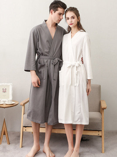 Comfortable Solid Bandage Thin Pajama Robe