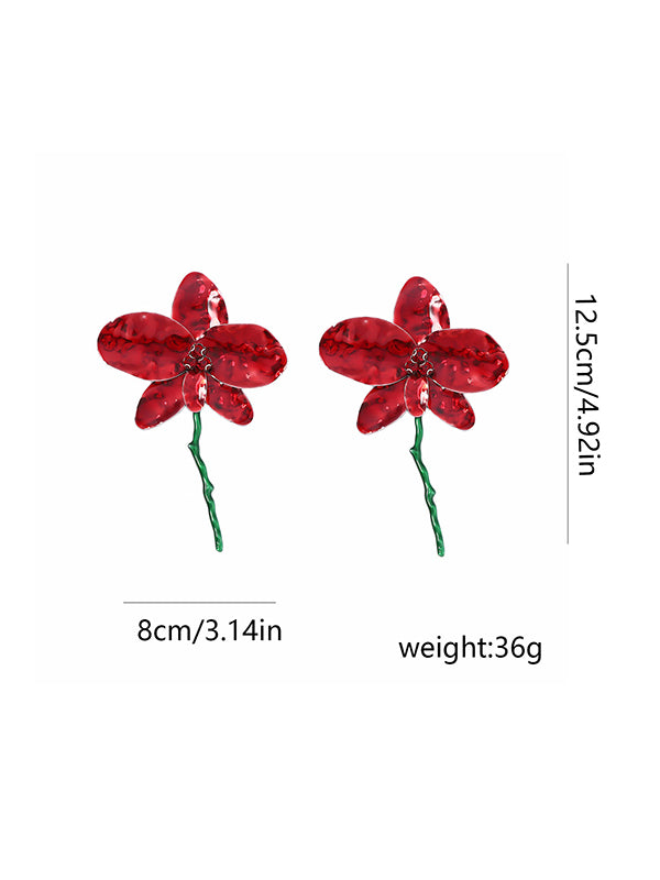 Flower Shape Rhinestone Shiny Earrings Accessories