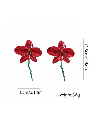 Flower Shape Rhinestone Shiny Earrings Accessories