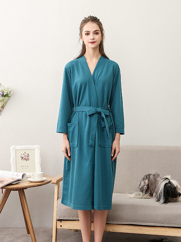 Comfortable Solid Bandage Thin Pajama Robe