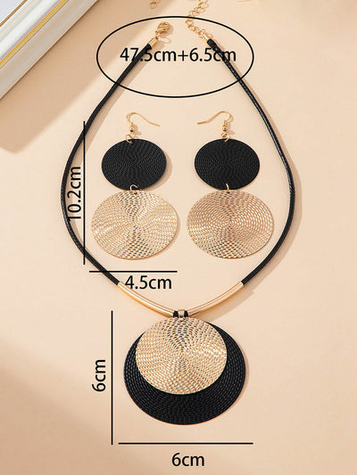 Geometric Round Cut Earrings Accessories Necklaces Accessories Two Pieces Set