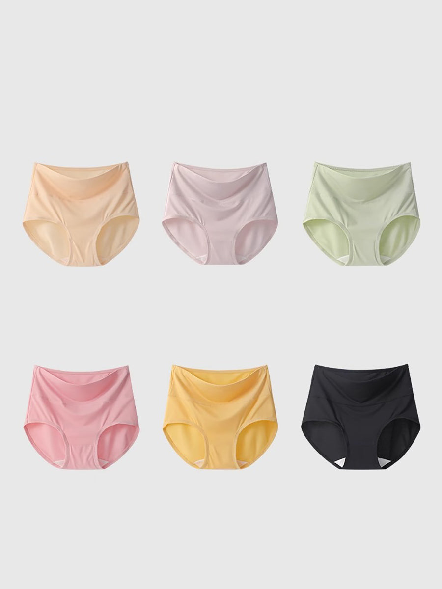 6 Pieces Summer Women Pure Color High Waist Underwear