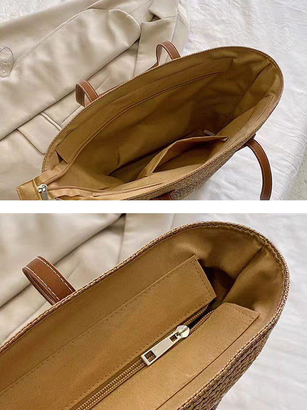 Split-Joint Woven Shoulder Bags Tote Bags