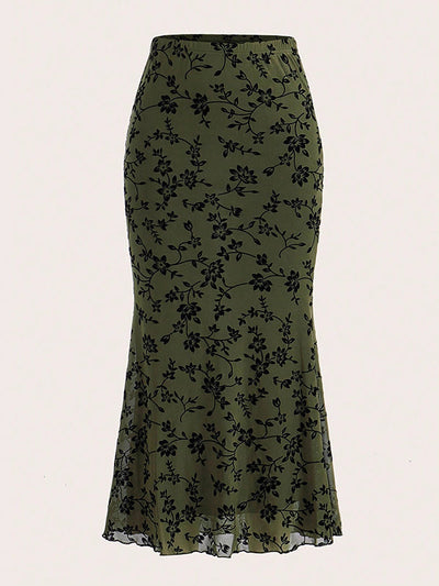 Bodycon High Waisted Elasticity Flower Print Skirts